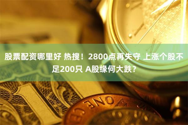 股票配资哪里好 热搜！2800点再失守 上涨个股不足200只 A股缘何大跌？